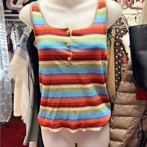 Colorful Striped Buttoned Tank Top